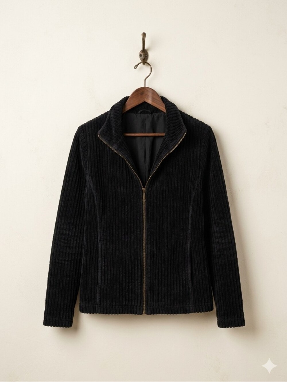 Woolrich Ribbed Zip Black Jacket Size XL